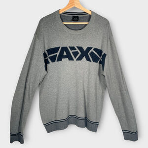 Armani Exchange A|X Textured Sweater LARGE Gray Textured Logo 100% Cotton EUC